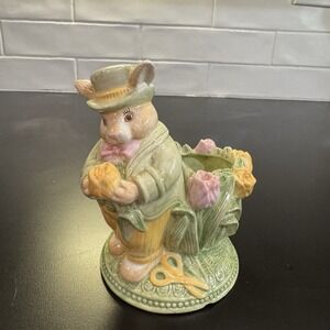 Easter Bunny Vintage Ceramic Figurine/Vase Cute Spring Decor Cottage Core